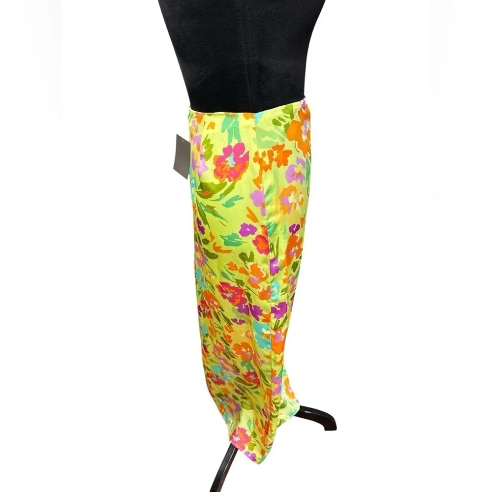 Le Lis Collection Floral Wrap Maxi Skirt Green Multicolor Vacation Small